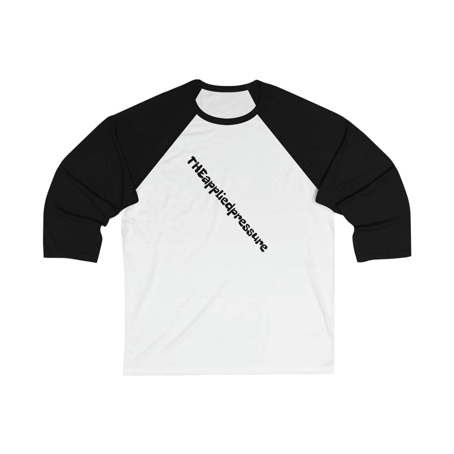 "TAP" line starter THEappliedpressure brand name and custom graphic Unisex 3\4 Sleeve Baseball Tee