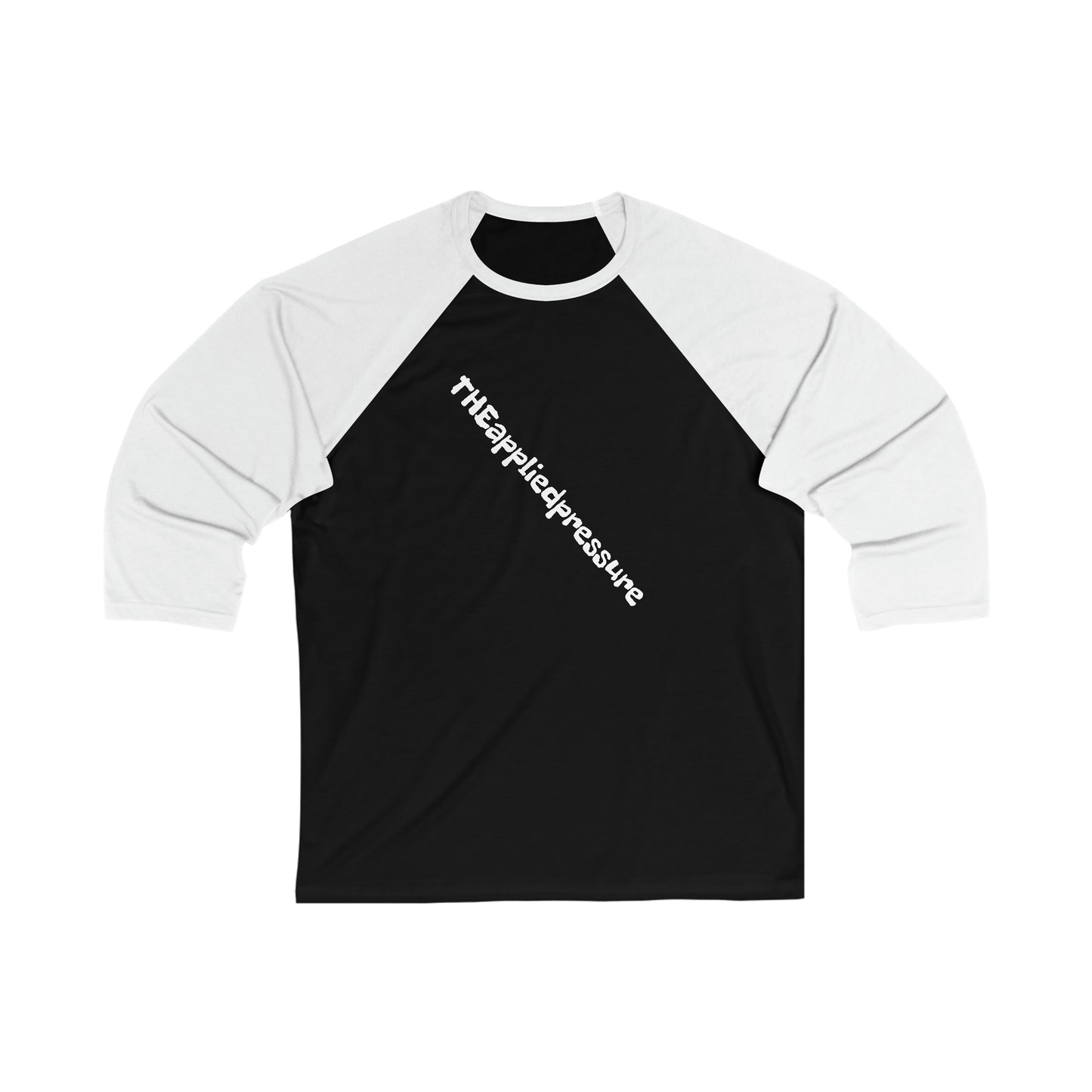 "TAP" line starter THEappliedpressure brand name and custom graphic Unisex 3\4 Sleeve Baseball Tee